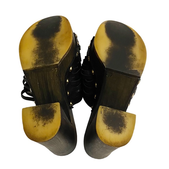 iDore black leather platform clogs size 7 - Picture 7 of 8